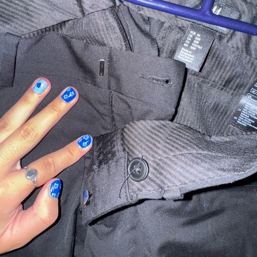 H&M Black Dress Pants with Matte Finish